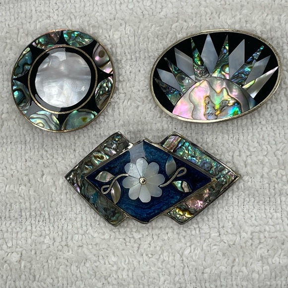 3 Vintage Alpaca Mexico Sterling Pendants and Pins/Brooches - Picture 10 of 11